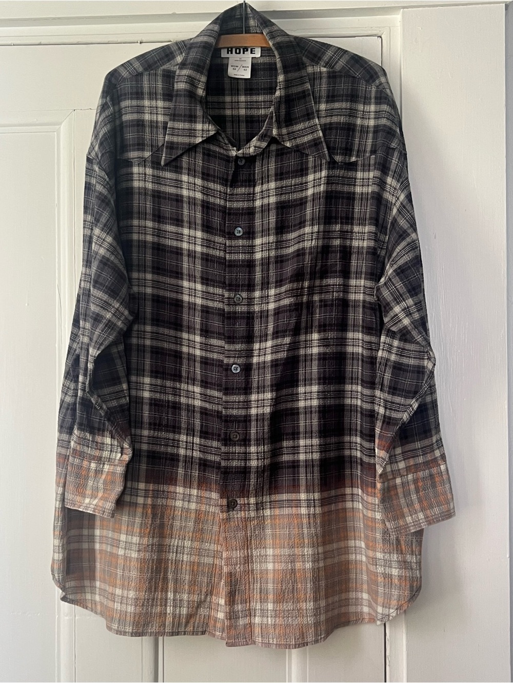 Hope Stockholm Overgrown Shirt unisex 34/42 Eu gray, black peach plaid